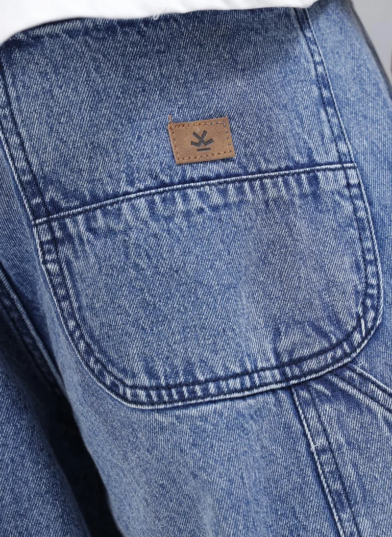 Wrogn  Men's Casual Loose Fit Carpenter Jeans | Med Stone for Men | Best Price UAE